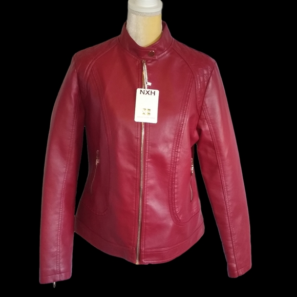NHX Jackets & Blazers - NWT NXH Red Faux Leather Jacket